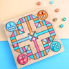 Colored Bead Flying Chess Wooden Children Board Game Educational Toy