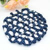 Beautiful Diamonds Bun Cover Snood Women Hair Net Ballet Dance Skating Headwear Accessories(Navy blue)