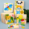 4 PCS / Sets Of Children Early Education Three-Dimensional Wooden Animal Puzzle Toys(Elephant + Hippo + Whale + Ocean Fish)
