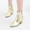 Autumn  Winter Glitter Square Heel Pointed Low-Top Women Boots, Size:39(Gold)