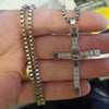 Crystal Jesus Cross Pendant Necklace for Men Gift Jewelry(Silver)