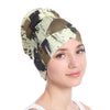 Floral Turban Hat Cotton Back Plate Hair Wrap Cap, Size:M (56-58cm)(Army Green)
