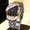BINBOND B3591 30m Waterproof Luminous Calendar Men Watch, Color: White Steel-Black