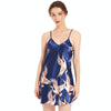 Sexy V-neck Crane Pattern Short Sling Skirt Pajamas, Size:L(Dark Blue)