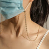Flower Gold-Plated Stainless Steel Hanging Neck Chain Anti-Lost Mask Lanyard(Gold White Flower)