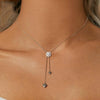 S925 Sterling Silver Sparkling Moissanous Tassel Love Necklace(MSN029)