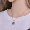 Square Crystal Necklace Earrings Ring For Women Jewelry Sets(Royal Blue)