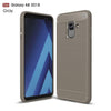 For Galaxy A8 (2018) Brushed Texture Carbon Fiber Shockproof TPU Protective Back Case (Grey)