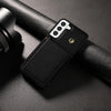 For Samsung Galaxy S22+ 5G Three Fold Card Bag Phone Case with Long Lanyard(Black)