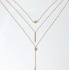 Simple 3-Layer Necklace Small Dot Exquisite Metal Bar Necklace Sweater Chain(Silver)