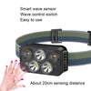 USB Charging Running Strong Bald Headlight Fishing Camping Waterproof Light, Style: 5 Light Head