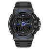 SANDA 6025 Dual Time Digital Display Luminous Calendar Waterproof Multifunctional Men Sports Quartz Watch(Black Blue)