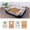 Plush Pet Bed with Rattan Mat & Blanket, XXS (45x30x15cm), Light Grey