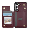 For Samsung Galaxy S23+ 5G Rhombic Dual Buckle Card Slots Phone Case with Lanyard(Wine Red)