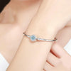 Guardian Eye S925 Sterling Silver Bangle Bracelet Set with Blue Gems, Size:17cm