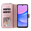 For Samsung Galaxy A16 5G 9-Card Slots Zipper Wallet Bag Leather Phone Case(Rose Gold)