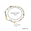 Boho Colorful Broken Natural Stone Necklace, Model: N2206-10 Multi-color Stone