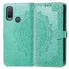 For Alcatel 1L 2021 Mandala Flower Embossed Horizontal Flip Leather Case with Holder & Three Card Slots & Wallet & Lanyard(Green)