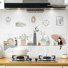 90x30cm Small Kitchen Stove Tile Oil Smoke Stickers  Waterproof And Anti Oil Stain Cartoon Wallpaper, Style: Flaw Painting