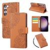 For Samsung Galaxy S23 5G Rose Flower Embossed 3-Card Slots Leather Phone Case(Brown)