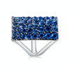 Silver-Plated Rectangle with Blue Crystal Ring for Women(Silver with Diamond, US, Size: 7)