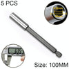 5 PCS 1/4 Electric Batch Head High Magnetism Connecting Rod Pistol Drill Extension Rod Sleeve Fast Turning Joint, Length: 100mm