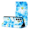For Samsung Galaxy S25 Ultra 5G Colored Drawing Marble Pattern Leather Phone Case(Blue Flower)