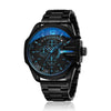 CAGARNY 6839 Irregular Large Dial Stainless Steel Band Quartz Sports Watch For Men(Black+Blue)