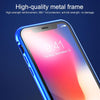 For iPhone XS Max Ultra Slim Double Sides Magnetic Adsorption Angular Frame Tempered Glass Magnet Flip Case(Gold)