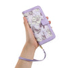 For iPhone SE 2022 / 2020 Floral Pattern Leather Phone Case with Lanyard(Light Purple)