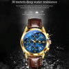 OLEVS 2872 Men Three Eyes Six Needles Chronograph Waterproof Quartz Watch(Blue + Gold)