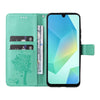 For Samsung Galaxy A26 5G Global Tree & Cat Embossed Pattern Flip Leather Phone Case(Green)