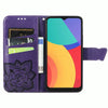For Alcatel 1S 2021 Butterfly Love Flower Embossed Horizontal Flip Leather Case with Holder & Card Slots & Wallet & Lanyard(Dark Purple)