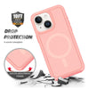 For iPhone 14 Plus Shockproof MagSafe Armor PC Hybrid TPU Phone Case(Light Pink+Coral Red)