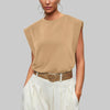 Women Summer Loose Top Basic T-Shirt Round Neck Casual Tank, Size: XXL(Apricot)