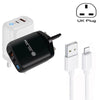 PD04 Type-C + USB Mobile Phone Charger with USB to 8 Pin Cable, UK Plug(White)