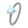 S925 Sterling Silver Heart Opal Snake Pattern Women Ring, Size:8
