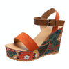 Summer Floral Fabric Slope Heel Women Sandals Comfortable Casual High Heels, Size: 38(Orange)