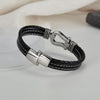 OPK PH1593 Stainless Steel Horseshoe Buckle Accessories Double Braided Leather Bracelet