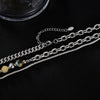 OPK GX2414 Personalized Simple Stainless Steel Double Layer Chain Splicing Tiger Eye Stone Necklace