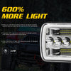 7 inch(5X7)/(7X6) H4 DC 9V-30V 30000LM 200W Car Square Shape LED Headlight Lamps for Jeep Wrangler, with Angel Eye