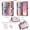 For Samsung Galaxy S25 5G CaseMe C36 Card Slots Zipper Wallet RFID Anti-theft Leather Phone Case(Pink)