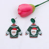 1pair Sweater Christmas Earrings Cute Elk Snowman  Earstuds, Color: Old Man Green