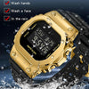 SANDA 2126 Tempered Mirror Luminous Waterproof Dual Display Electronic Watch(Black Gold)