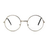 Retro Large Round Eyeglasses Metal Frame Anti Blue-ray Plain Glass Spectacles(Silver)