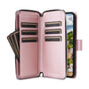 For Samsung Galaxy S22 5G Nine-card Slots Zipper Wallet Bag Leather Phone Case(Rose Gold)