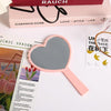 Simple Handheld HD Cosmetic Mirror Portable Handle Mirror, Style: Heart Pink