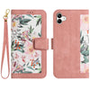 For Samsung Galaxy A04 Floral Pattern Leather Phone Case with Lanyard(Pink)