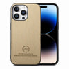 For iPhone 14 Pro Twill Fabric Leather Skin Back Phone Case(Khaki)