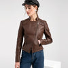 Women Short Leather Jacket Slim Jacket Motorcycle Suit, Size: S(Red)